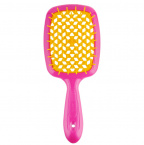 Janeke Hair Brush Rectangular Small Pink-Yellow Щётка для волос маленькая