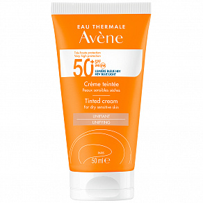 Avene Very High Protection Tinted Cream SPF50+  Солнцезащитный тонирующий крем с SPF50+ для сухой ко